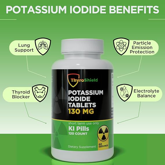 Potassium Iodide Tablets 130 mg | 120ct Two Pack | Iodine Tablets for Radiation Exposure - Potassium Iodine Pills - YODO Naciente - KI Pills - Made in USA - ThyroShield