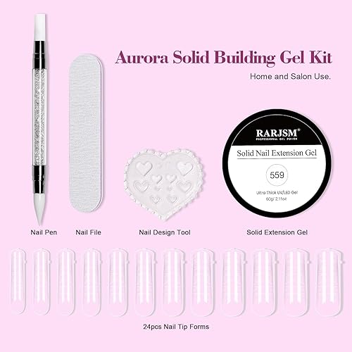 Miniatura 4 de RARJSM Aurora Solid Builder - Gel de uñas no pegajoso para esculpir 3D, gel de extensión de uñas Galaxy Starry Cloud transparente, naranja, rosa,