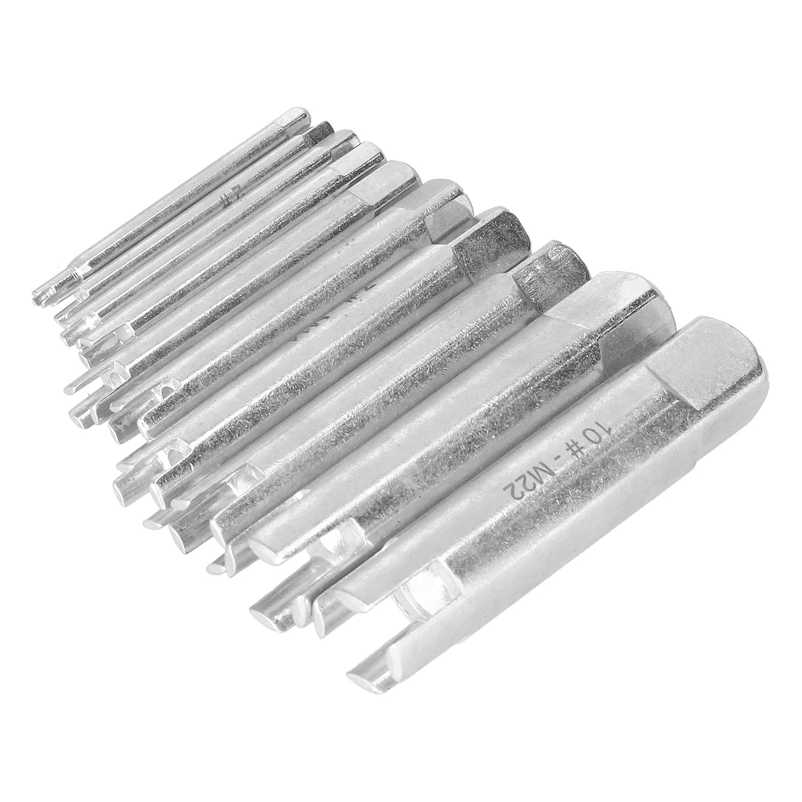 Kit di rimozione viti a testa rotta in acciaio ad alta velocità da 10 estrattori per rubinetti con scatola di immagazzinaggio
