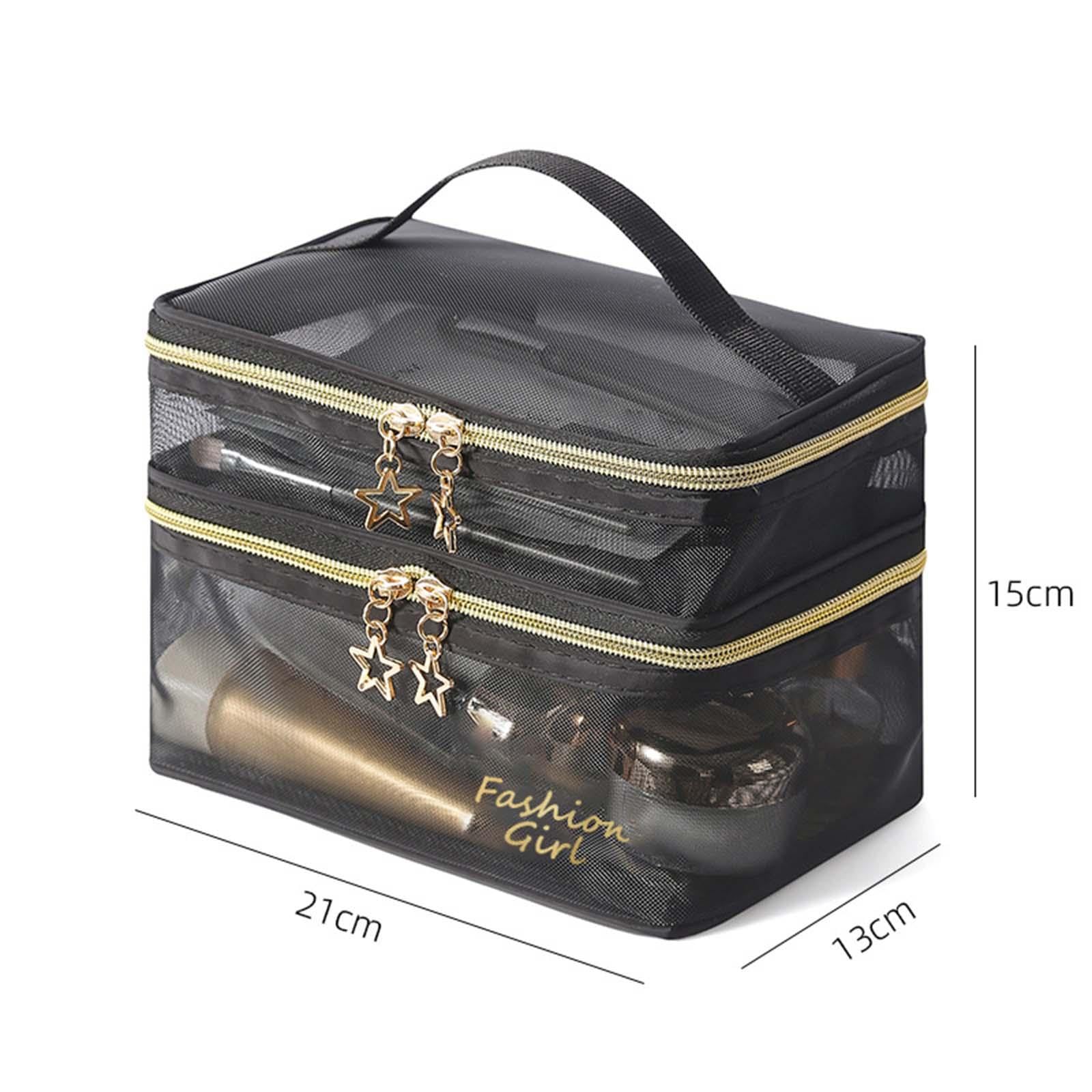 2 Pezzi Organizer per Trucchi Trasparente Borsa Impermeabile con Cerniera Resistente Custodia Grande Multiuso Portatile Leggera per Bagno E Casa, 4 pezzi