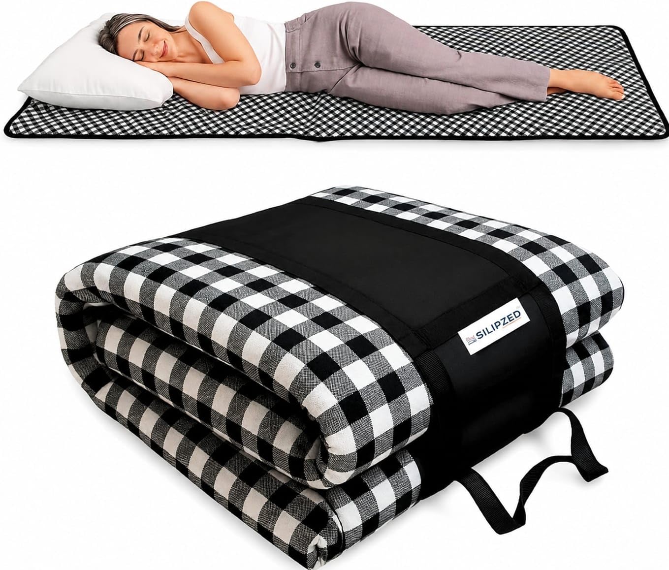 Foldable Mattress for Floor | Lightweight Portable Folding Mattress for Floor Sleeping, Guest Bed, Travel & Camping | Premium Cotton Fabric, Washable, Black, 72 x 36 x 1 Inch-image-32