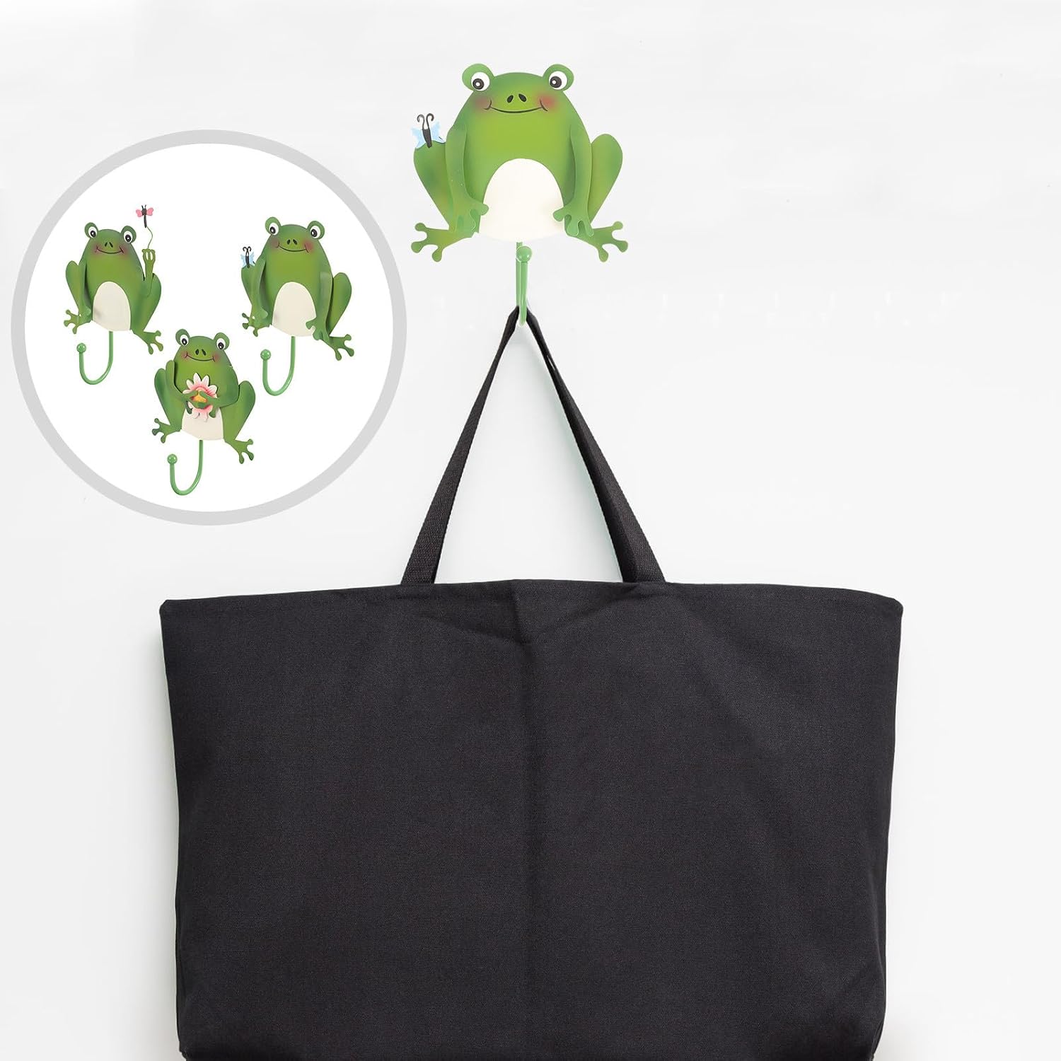3pcs Green Frog Shaped Wall Hook for Keys, Towels, Door Back