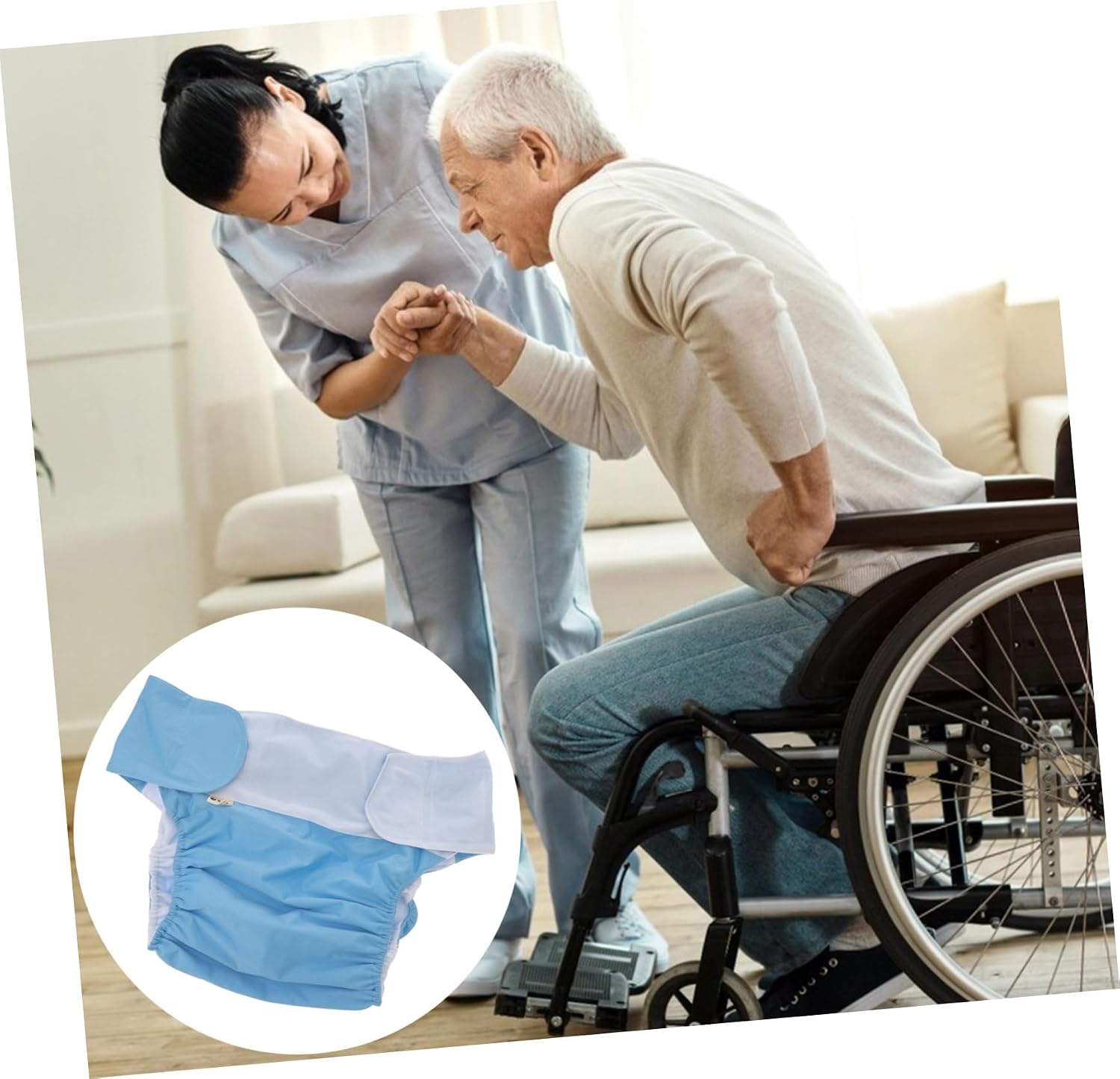 Ipetboom 2pcs Reusable Adult Diaper Covers Incontinence Pants for Men Women Comfortable Washable Underwear with Non-Skid Backing Leakproof Protection for Overnight Use Sky Blue