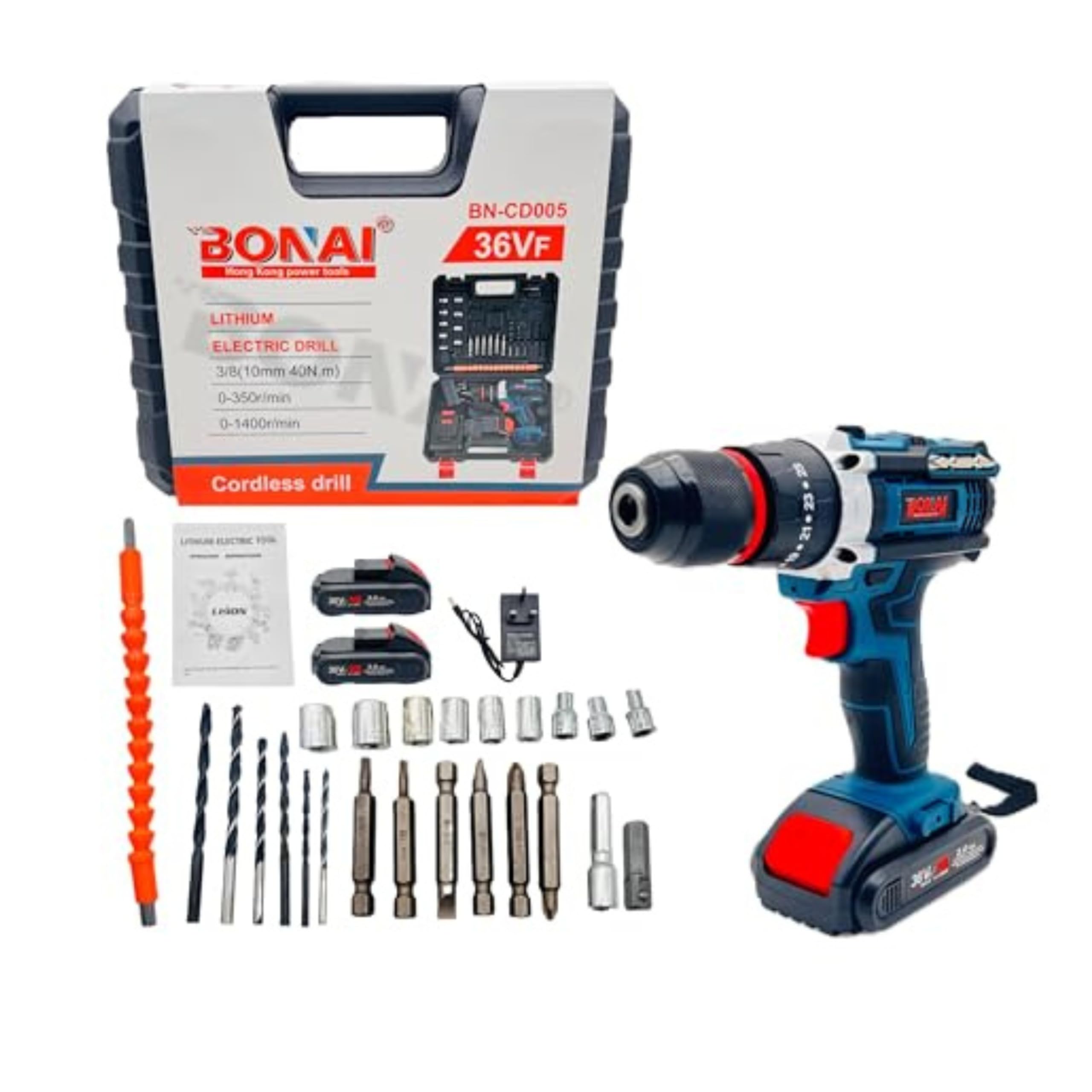 BONAI 36V Cordless Impact Drill Kit with Dual Batteries - Your All-in-One Solution for Precision Metal, Wood, and Wall Drilling, and Effortless Screwdriving, Perfect for Home and Office Projects