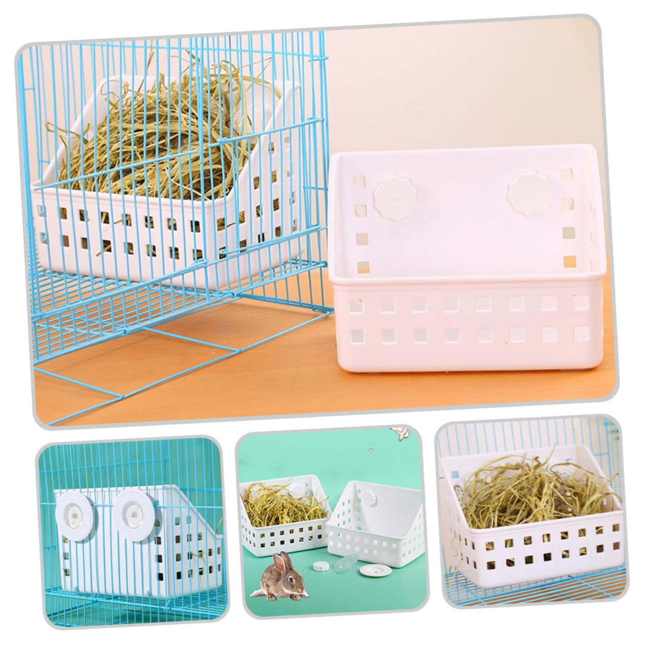 Râtelier à Foin pour Lapin, Lot de 2, Plastique Blanc
