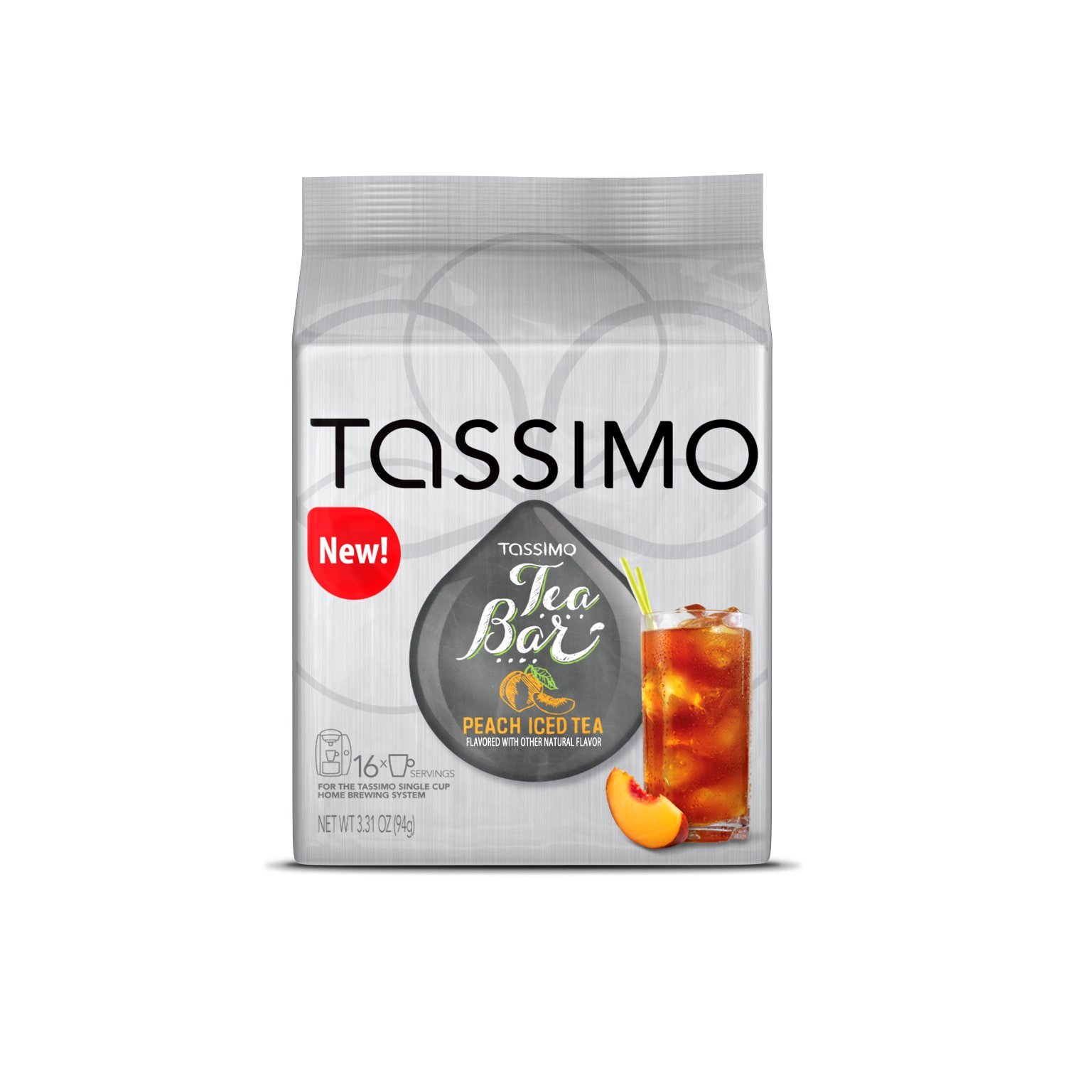 Tassimo Tea Bar Iced Tea, Peach, 16 Count (Pack of 3