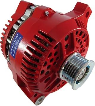 High Output Red 200 Amp Alternator 1 One Wire self exciting regulator 6 Groove pulley compatible with Ford Lincoln Mercury Mustang Thunderbird Ranger Truck Van Custom classic Hot Rod 200A