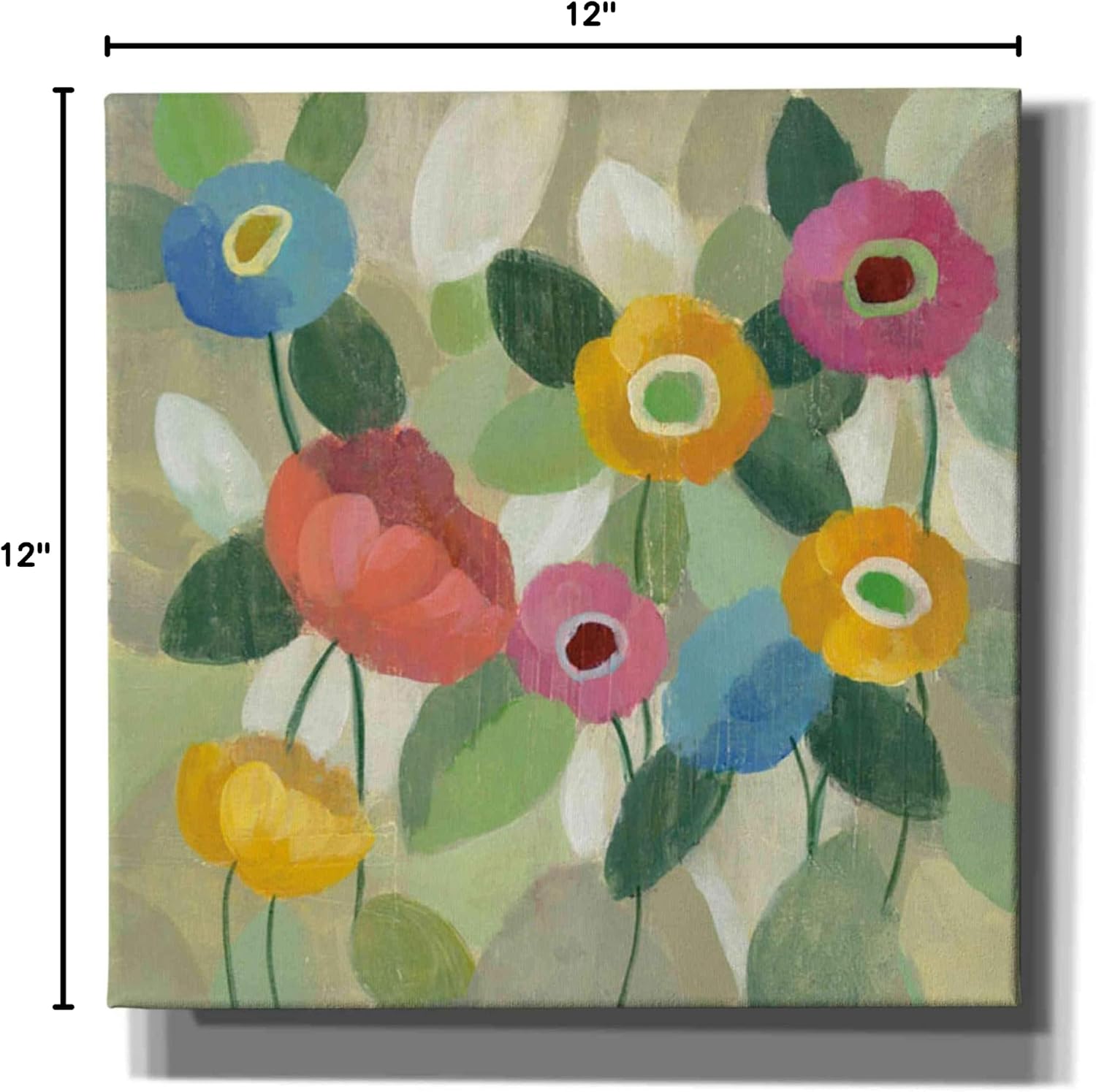 Epic Graffiti 'Fairy Tale Flowers II' by Silvia Vassileva, Canvas Wall Art, 12"x12"
