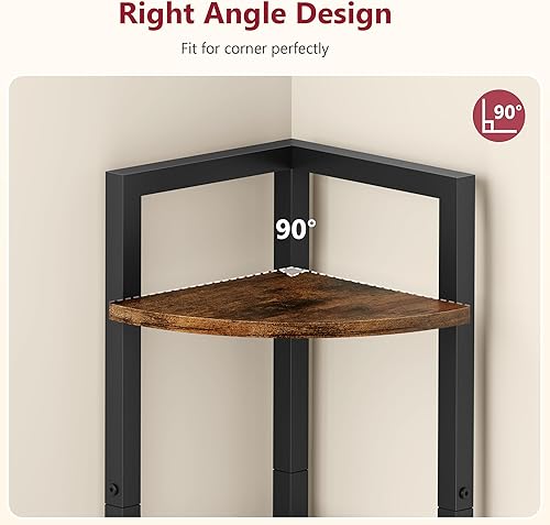 Miniatura 4 de Tajsoon Estante esquinero pequeño de 3 niveles de 39.6 pulgadas, estante de esquina industrial, estantes esquineros para espacios pequeños,