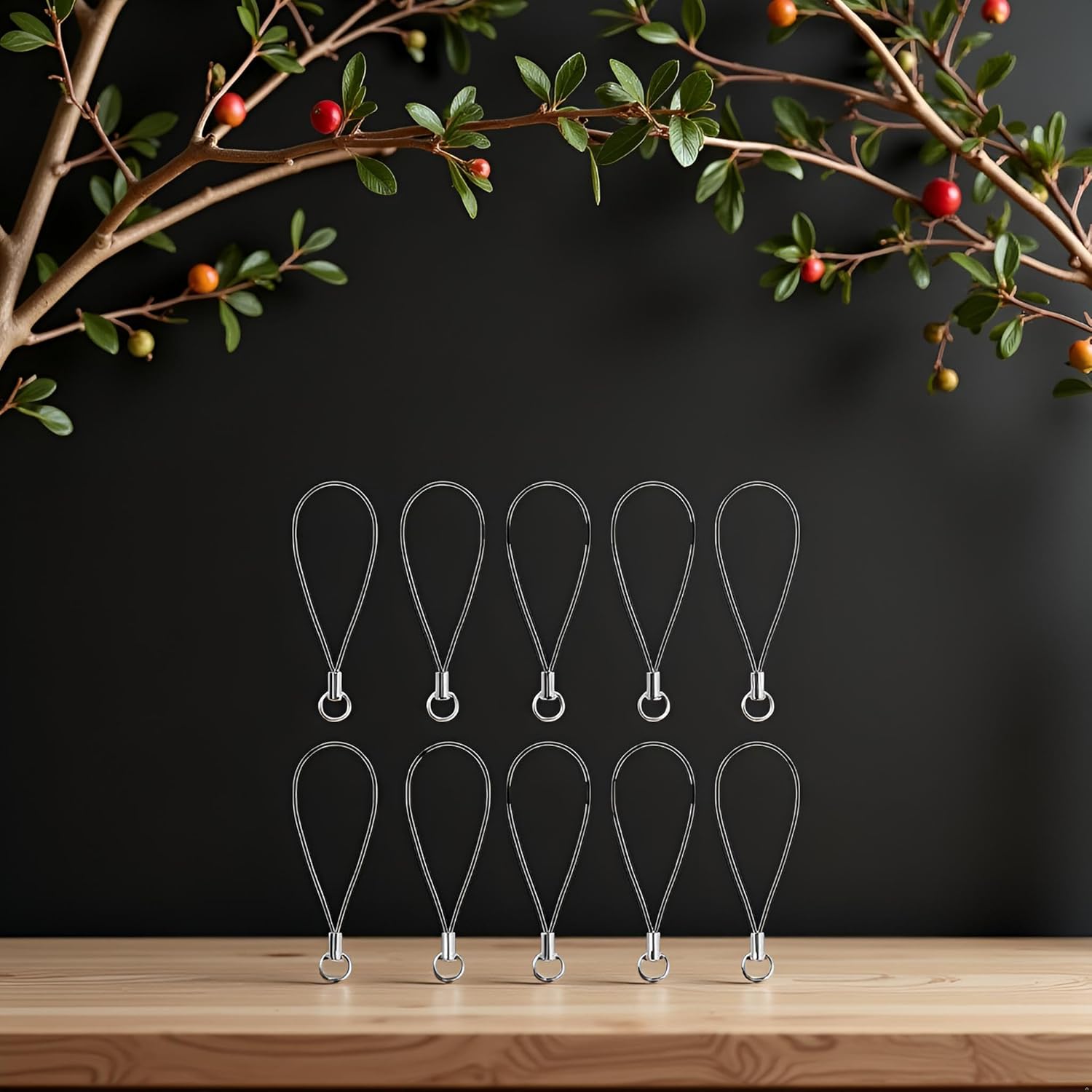 10 Pieces Black Lanyard Phone Ring Strap For Mobile Lariat Lanyard Cell Phone Split Ring Strap Sliver Tone Split Ring Cellphone Strap Charm Cords For Cellphone Drive Keychain Jewelry Findings - Image 7