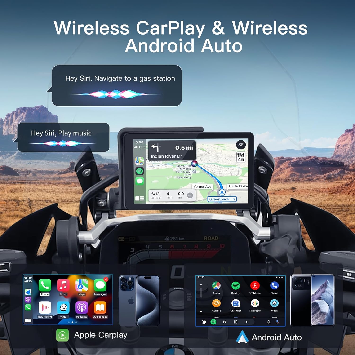 Wireless CarPlay and Android Auto interface