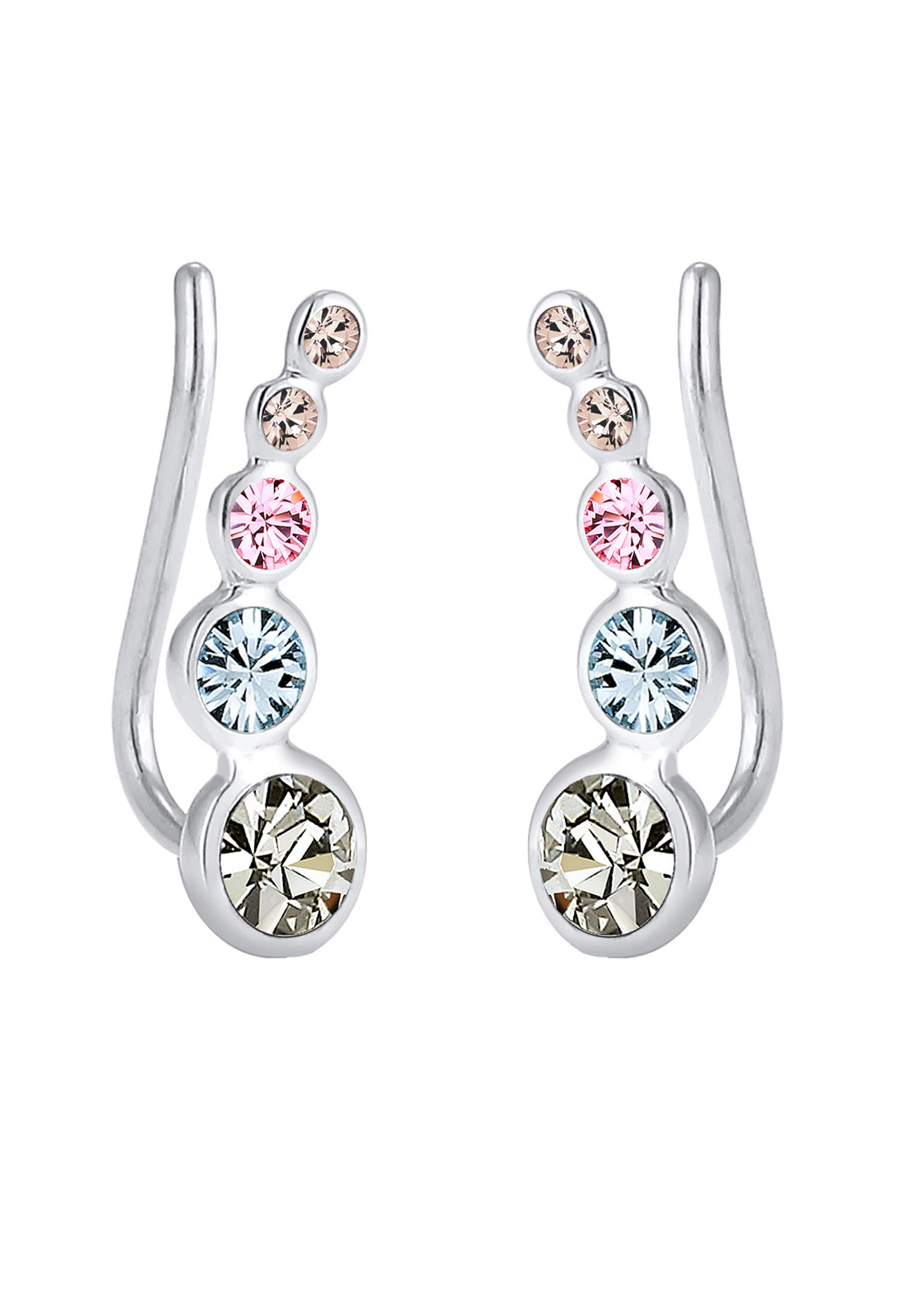 Elli Earrings Earclimber Circle Geo Crystals 925 Sterling Silver