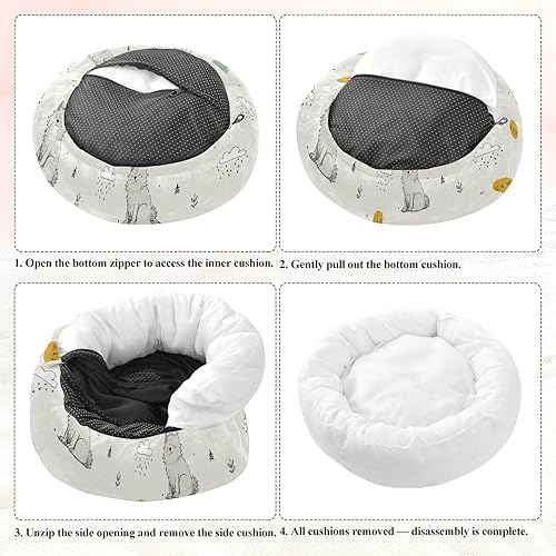 Miniatura 8 de KLL Cartoon Grey Wolf Cute Warm & Soft Pet Cat Bed fluffier Cat Pillow Bed for Small Size Pets Supplies Camas para mascotas Grandes