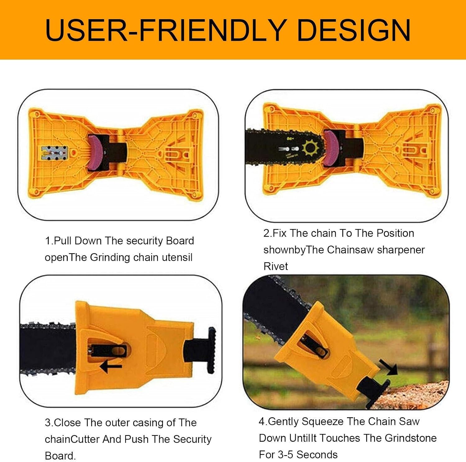Chainsaw Sharpener with Grinding Stones, Portable Chain Sharpener Tool for 12''-22'', Universal Chainsaw Sharpening Kit for Fast & Easy Chain Blade Sharpening