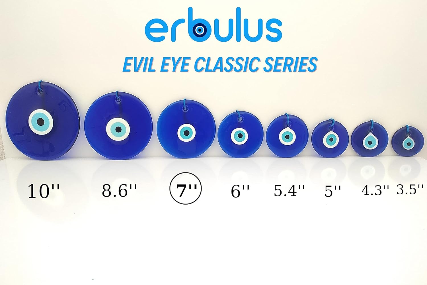 7" Glass Blue Evil Eye Wall Hanging Ornament - Turkish Handmade Nazar Amulet - Home Protection Charm - Wall Decor in a Box