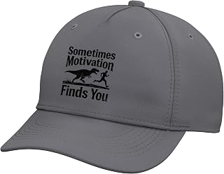 Sometimes Motivation Finds You Funny Running Dinosaur Adjustable Baseball Hat