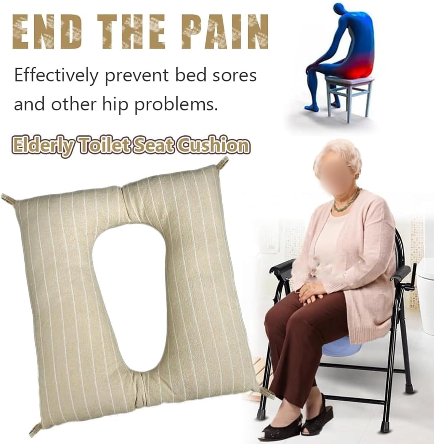 Cojín antiescaras para sillas de ruedas y sillas de inodoro, grueso y cálido, cojín lavable para asiento de inodoro