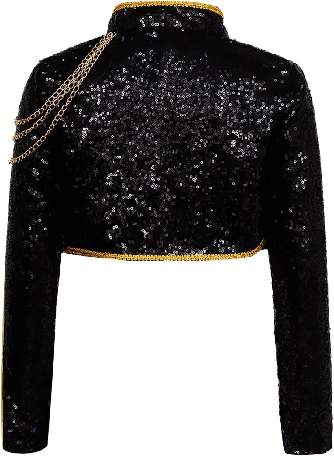 Sywiyi Girls Sequin Crop Jacket Open Front Sparkly Hip Hop Singer Stage Performance Dance Top Dress Coat Cropped Tops