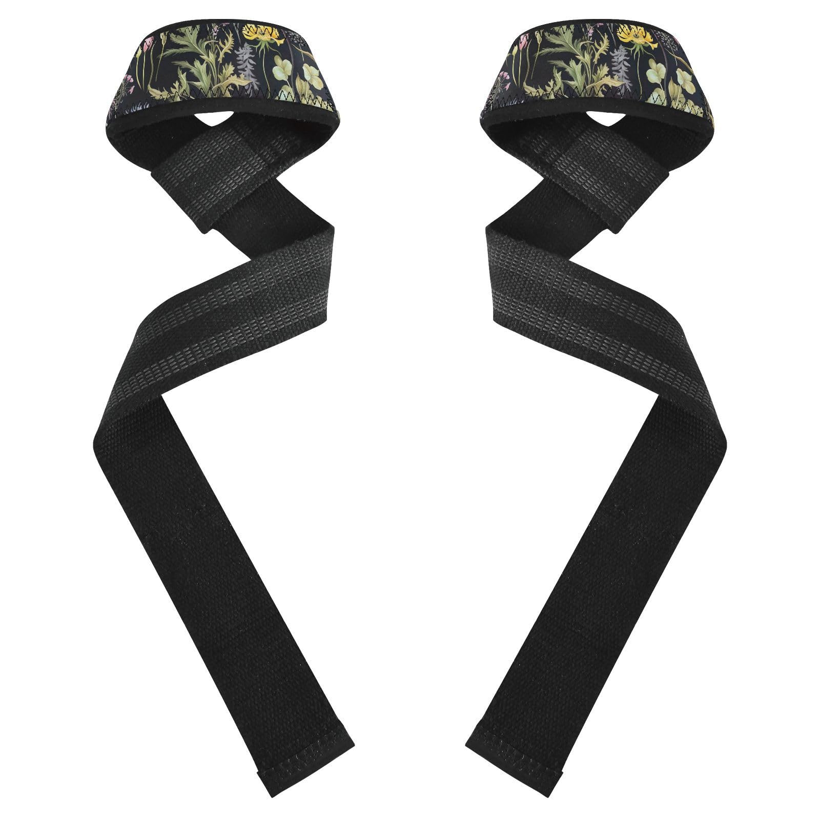 Nander Beautiful Colorful Flowers Wrist Straps for Weightlifting,Lifting Straps with Neoprene Cushioned Wrist Padded and Anti-Skid Silicone for Strength Training,Bodybuilding,Deadlifting