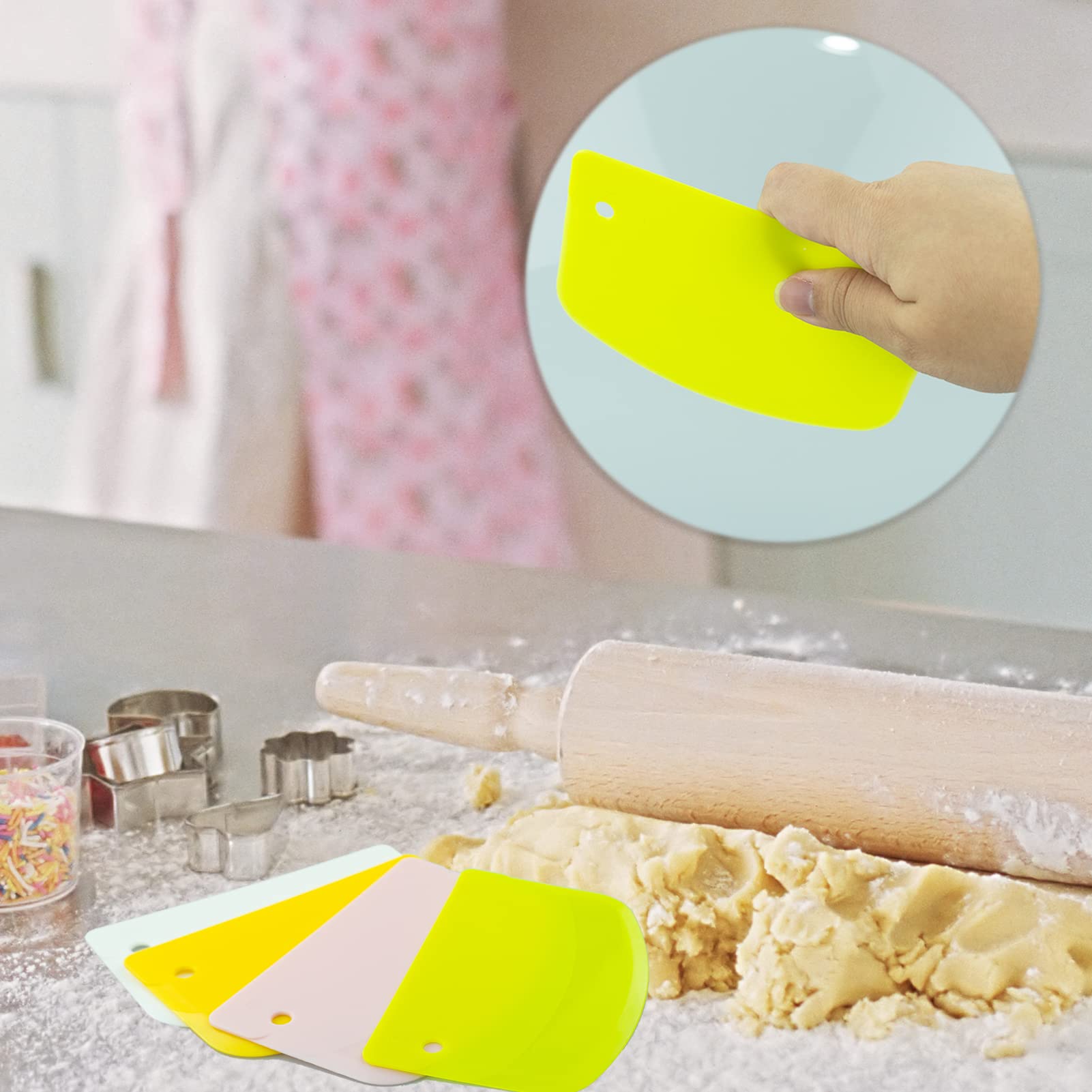 10 raschietti per impasto, in plastica, flessibili, per ciotole, 11,4 x 9,9