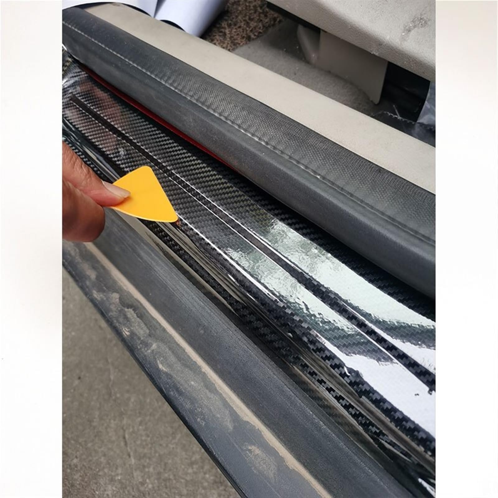 Tira Protectora de Parachoques Adhesivo de Fibra Carbono para Nano para Coche, Tira Protectora Pasta para Bricolaje, Cinta antiarañazos para Espejo Lateral umbral Puerta(5cm X 3m)