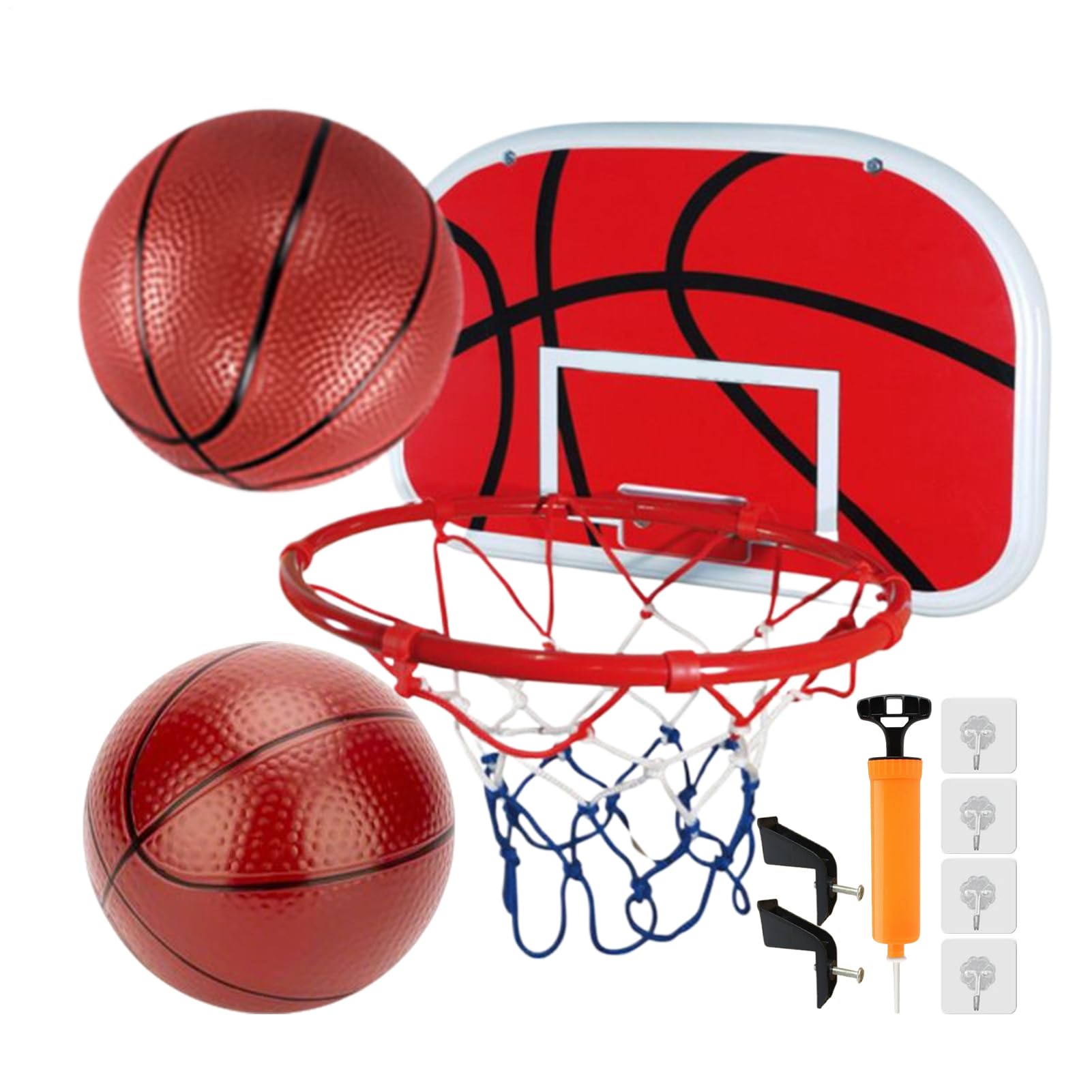 Mini Basketball Hoop - 34x25cm Indoor Door Mounted Backboard Set, 2 Balls Pump Included Easy Install Durable Frame | Children Pupils Boys Teens Living Room Bedroom Dorm Basement Play Fun