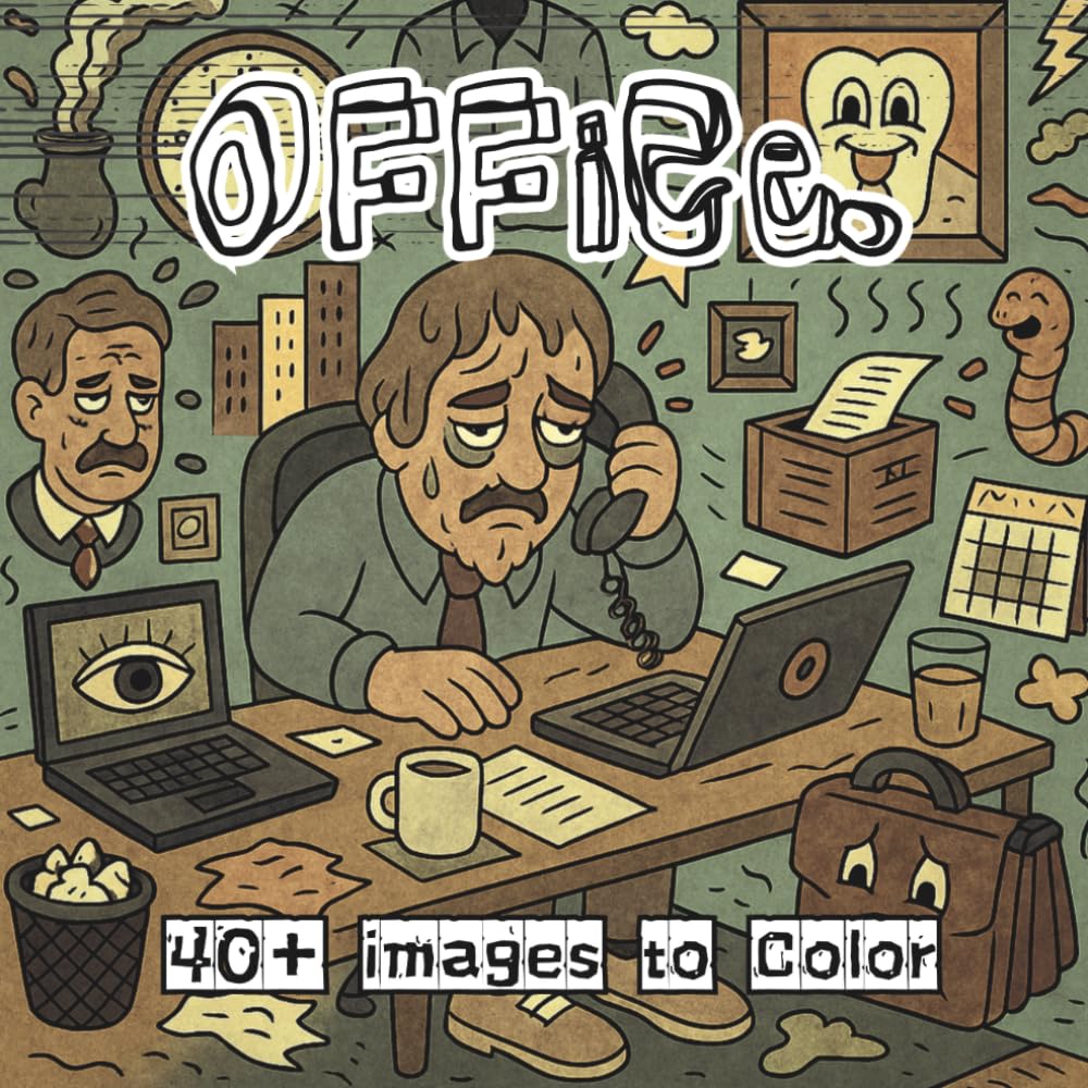 Office.: A Lowbrow Pop Art Coloring Book of Workdays, Waiting, and Everyday Routine (Lowbrow Chaos Coloring Book for Adults)