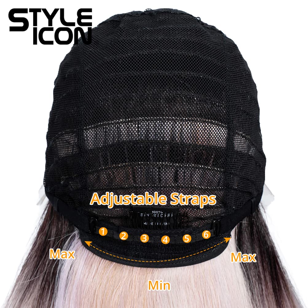 Style Icon 28" Lace Front Wigs Middle Part Lace Wig Ombre Pink Wig Long Straight Wig Synthetic Wig