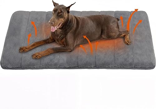 Miniatura 25 de Tapete para jaula para perros grandes, cama para perro de espuma viscoelástica de 35 x 23 pulgadas, lavable y antideslizante, almohadilla ultrasuave