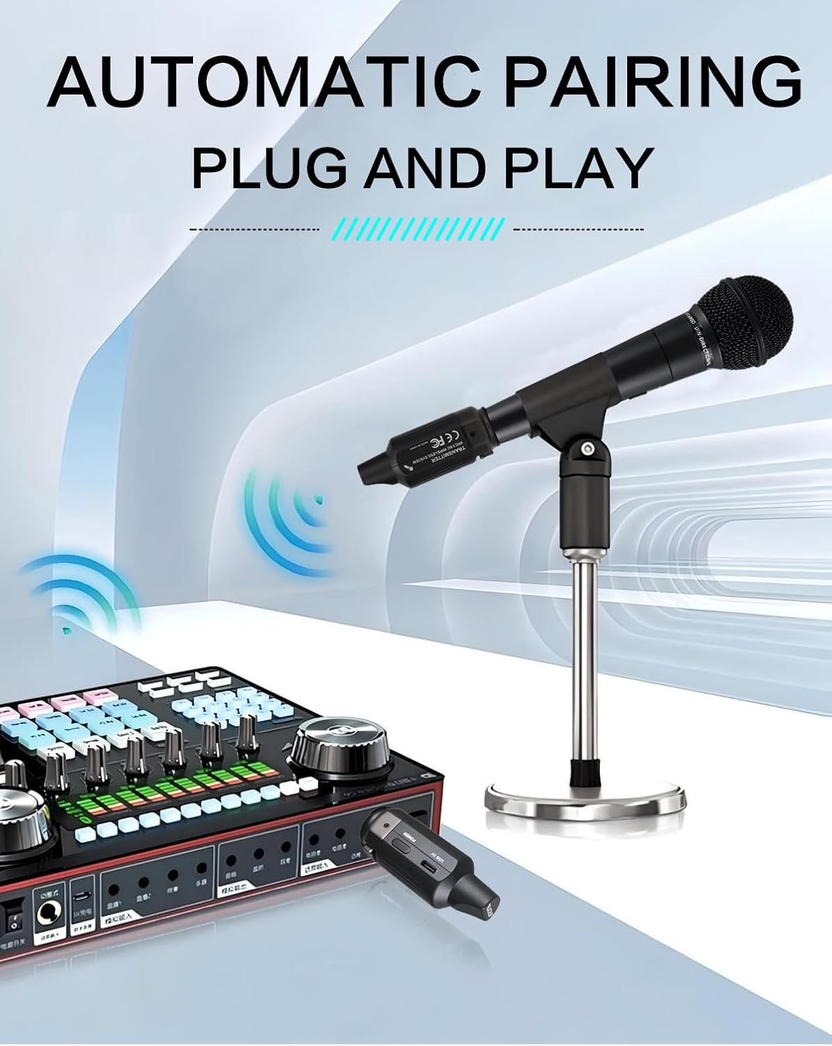 Aroma Wireless XLR Transmitter and Receiver, Professional UHF Wireless Microphone System for Stable Transmission, 7-Channel, 130ft Range, Mic Adapter for Dynamic Mic/Audio Mixer/PA/Church, ARC2 - Image 6