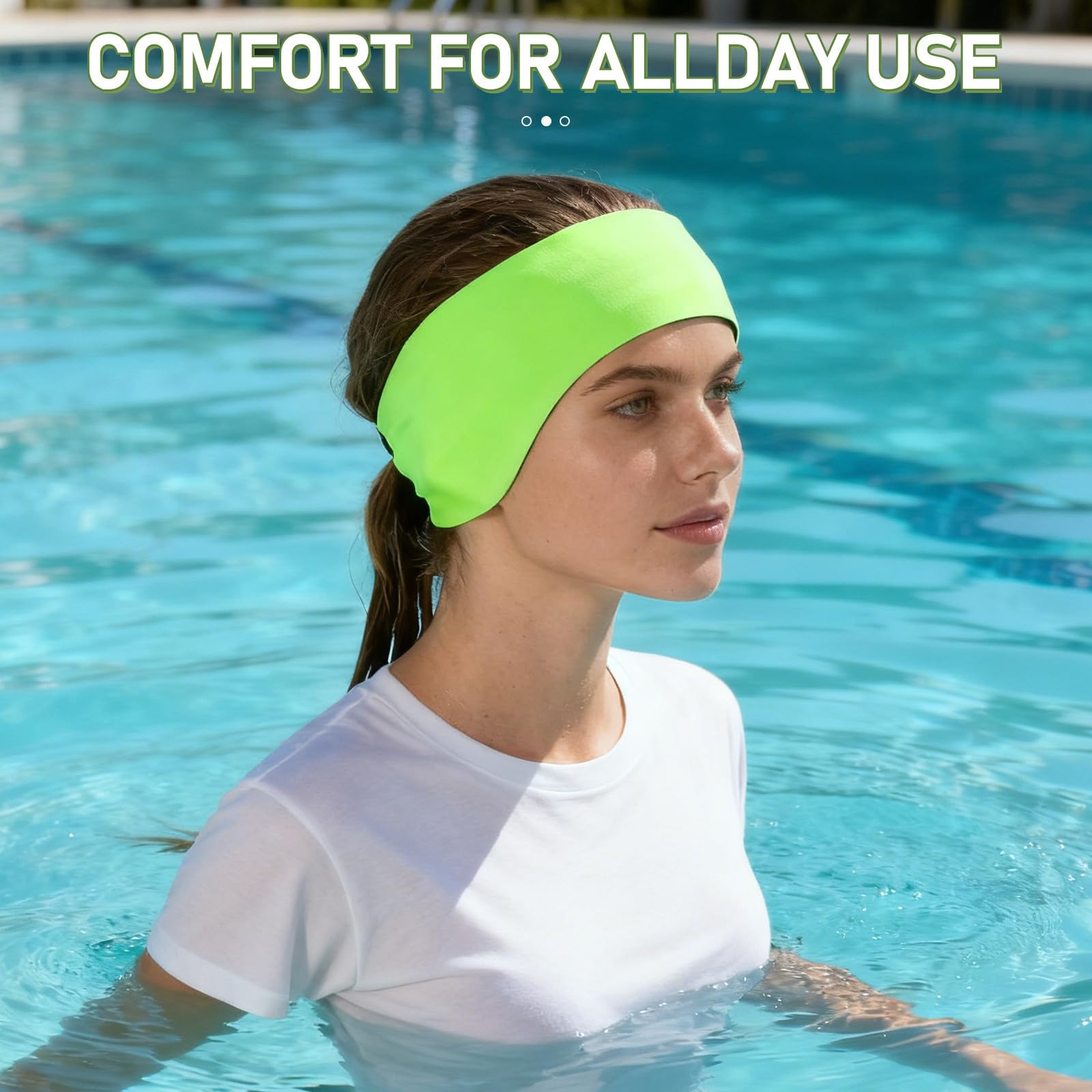 SEWACC 20 Piezas Diadema de Natación de Neopreno Ajustable para Protección Auditiva, Banda Deportiva Versátil para Ciclismo y Entrenamientos, Color Verde