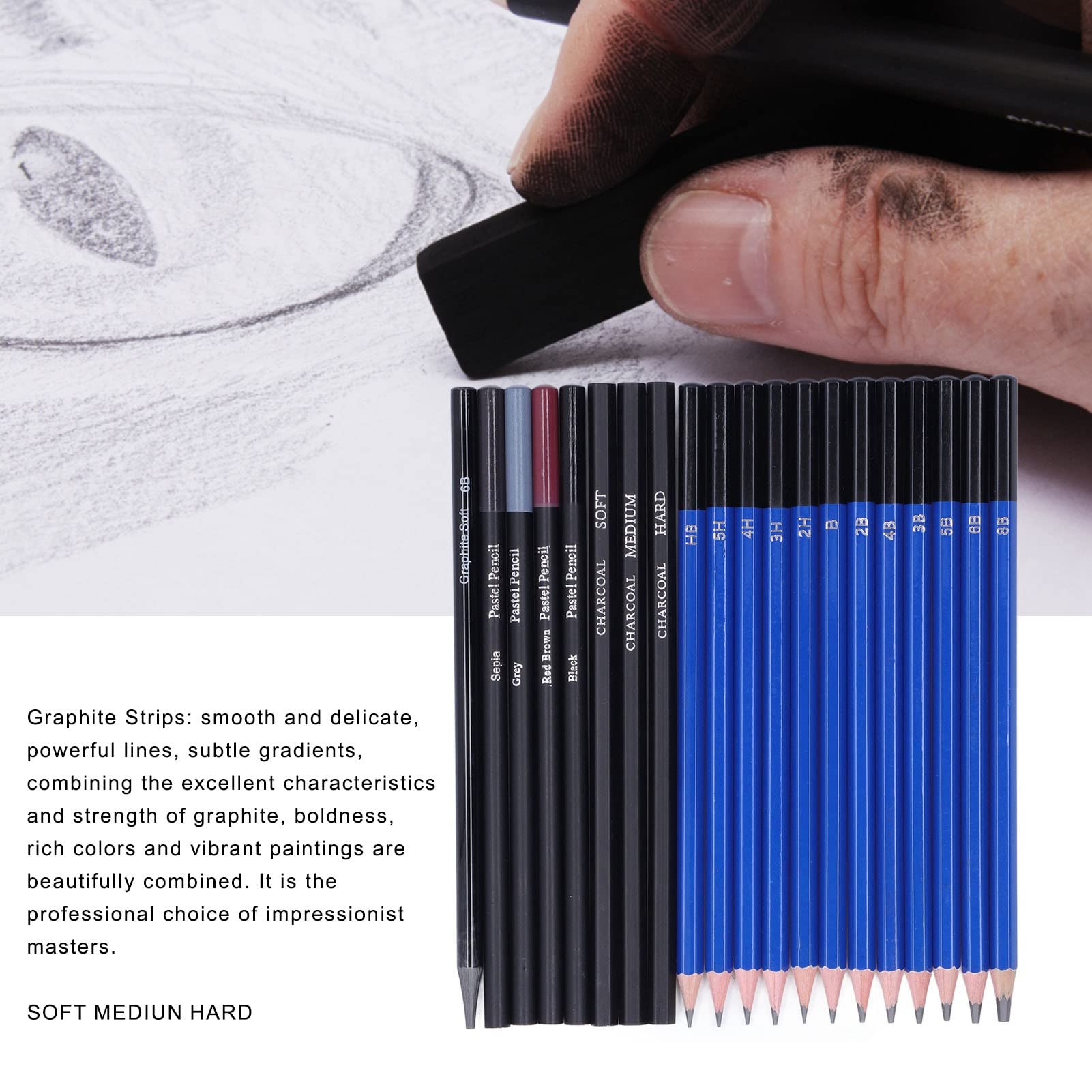 Set da 40 Matite per Disegno E Schizzi Set da Disegno per Matite in Grafite E Carboncino Kit da Disegno Professionale per Disegnare Graffiti