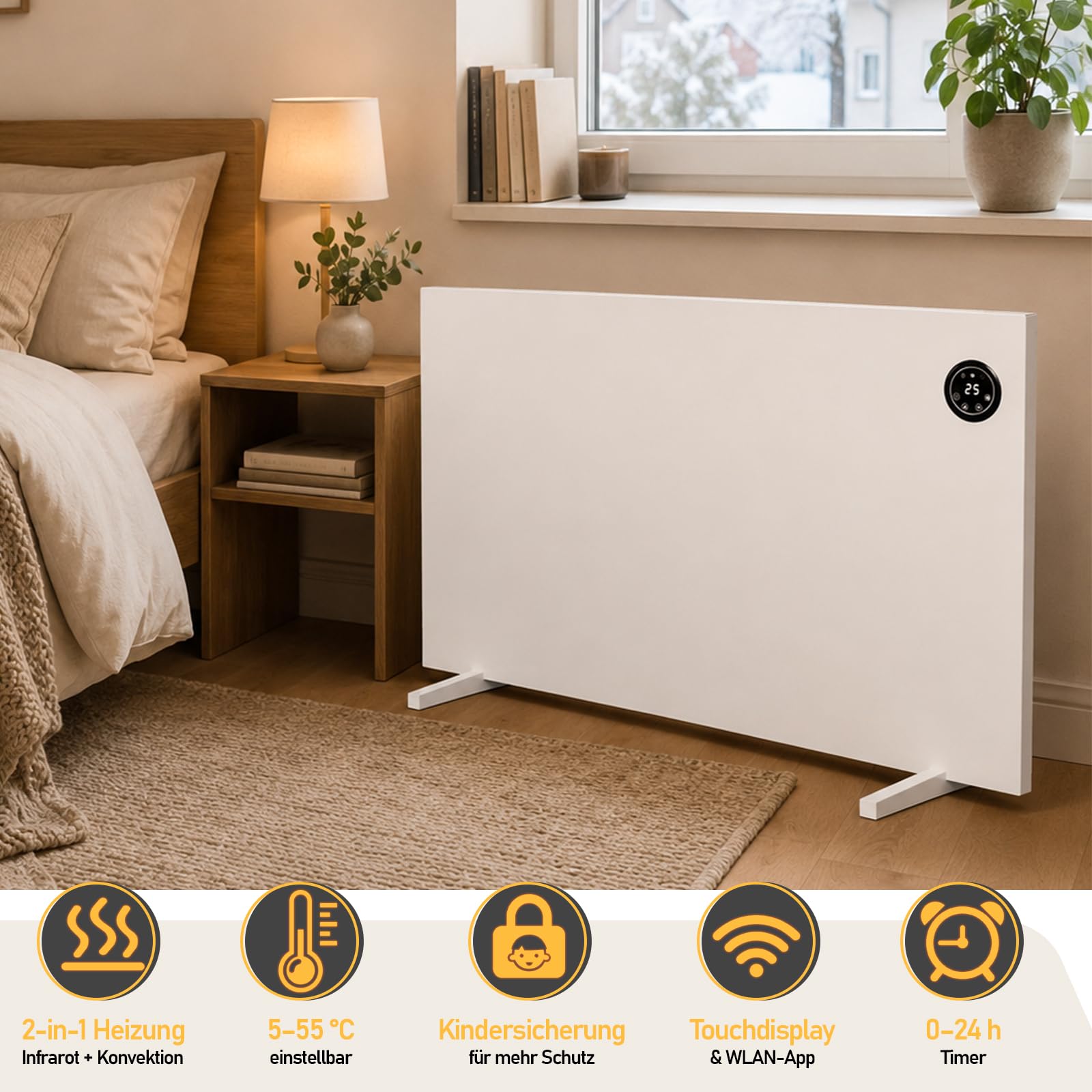 Chauffage infrarouge 400 W avec thermostat et télécommande, jusqu'à