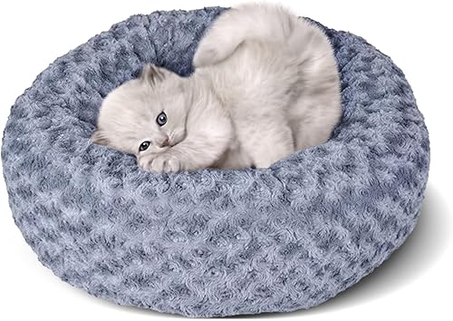 Cama ultra calmante para perros con forma de dona, cama para gatos para interiores, cama para perros de capullo, sofá para perro, almohada para