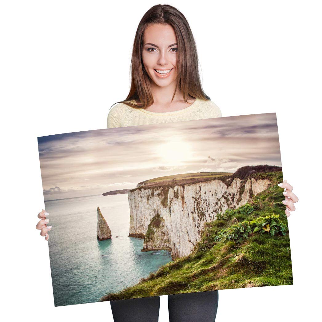 Destination Vinyl Posters A1 - Old Harry Rocks Isle of Purbeck Dorset Art Print 90 X 60 cm 180gsm satin gloss photo paper #16123
