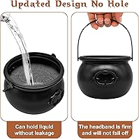 Vista 3 de SpinLaLa 8" Plastic Black Cauldron Kettle Halloween Candy Bowl, Large Witch Cauldron Pot Bucket for Halloween Decorations Trick or Treat Party