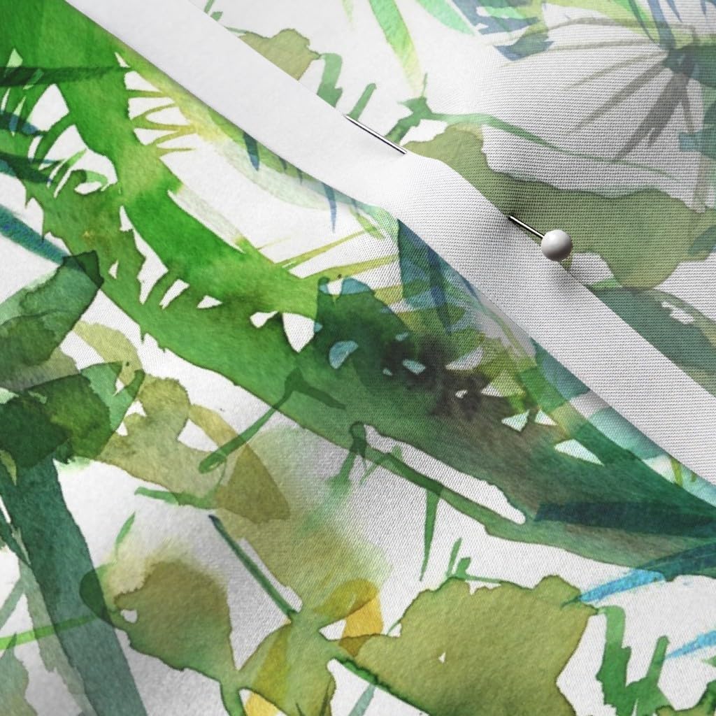 Spoonflower Fabric - Jungle Green Tropical Palm Leaves Printed on Satin Fabric by The Yard - Sewing Lining Apparel Fashion Blankets Decor