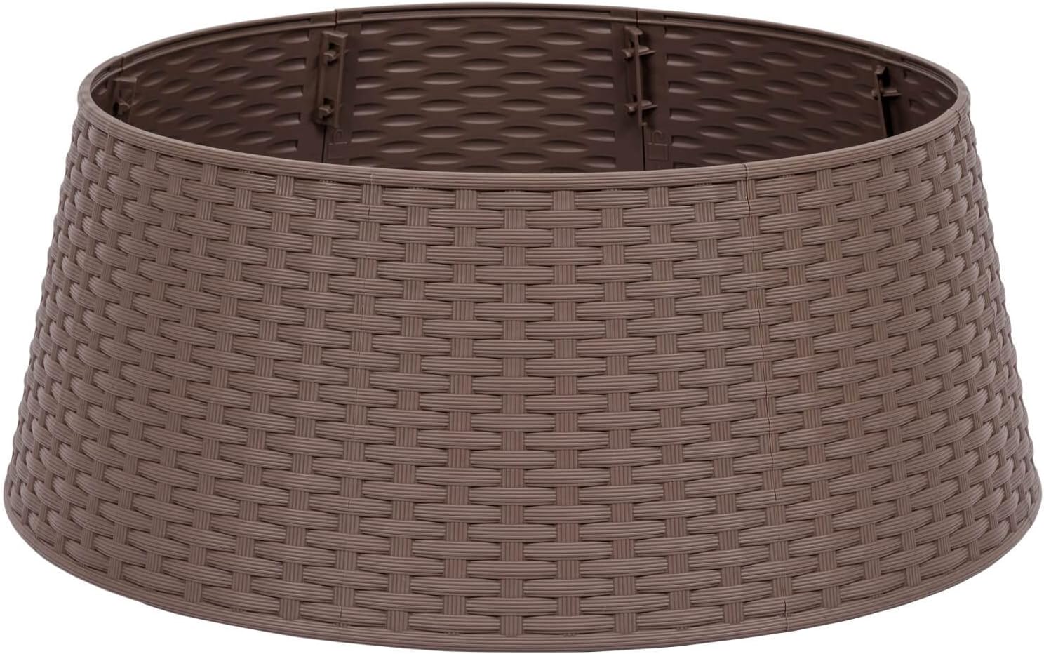 Wicker Christmas Tree Collar, Rattan Hexagon Christmas Tree Base Cover, Handcrafted Christmas Tree Ring, Woven Xmas Tree Skirt for Christmas Tree Decoration (Natural)