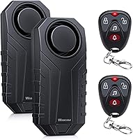 WSDCAM 113dB Waterproof Vibration Sensor Alarm with Remote - Anti-Theft for Bike, Motorcycle, Trailer, Mailbox (2 Pack)