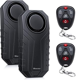 WSDCAM 113dB Waterproof Vibration Sensor Alarm with Remote - Anti-Theft for Bike, Motorcycle, Trailer, Mailbox (2 Pack)