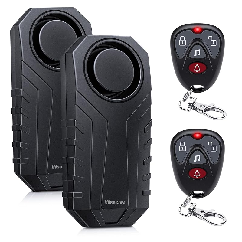 Alarme Antifurto com Sensor de Vibração wsdcam 113 dB, Controle Remoto, IP65 e Função SOS WSD22R01C Preto, Kit com 2 unidades