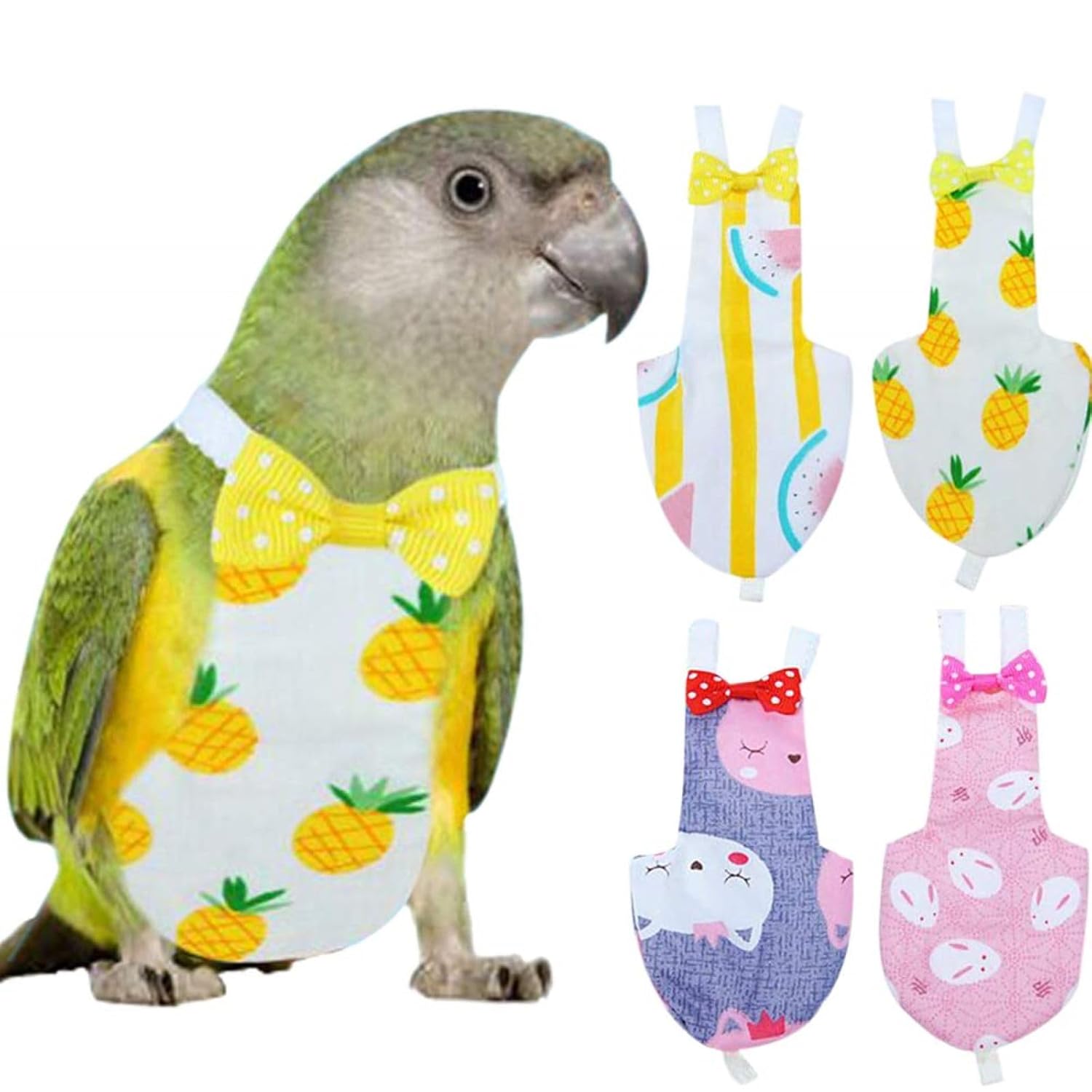 QBLEEV Bird Diaper Cockatiel Clothes Flight Suite, Reusable Parrot Nappy with Waterproof Inner Layer, Cute Pigeon Pants Urine Wet Suit Costume for Conure Macaw African Budgies...
