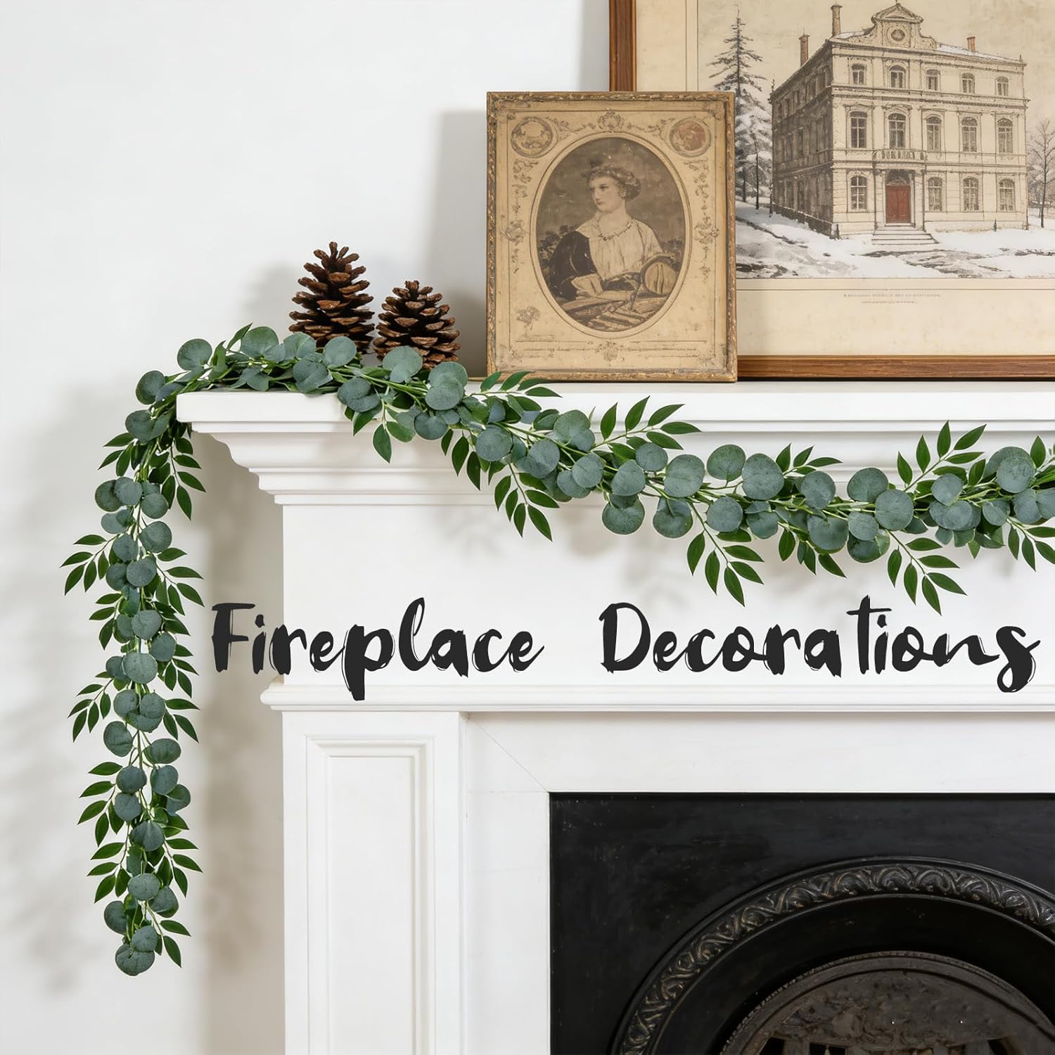 Greentime 4 Pack Artificial Eucalyptus Garland Plant Faux Eucalyptus Leaves Hanging Vines Greenery Garland for Wedding Backdrop Home Indoor Outdoor Table Arch Wall Decoration