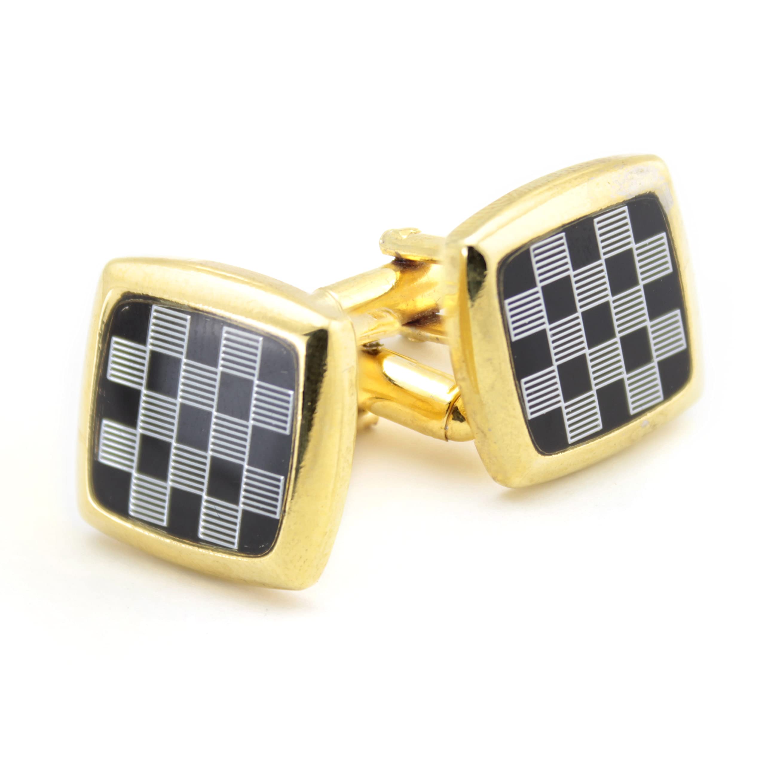 Kavove The Check Prix Black & Golden Cufflink For Men (B0B9HWSBC6) Amazon Price History, Amazon Price Tracker