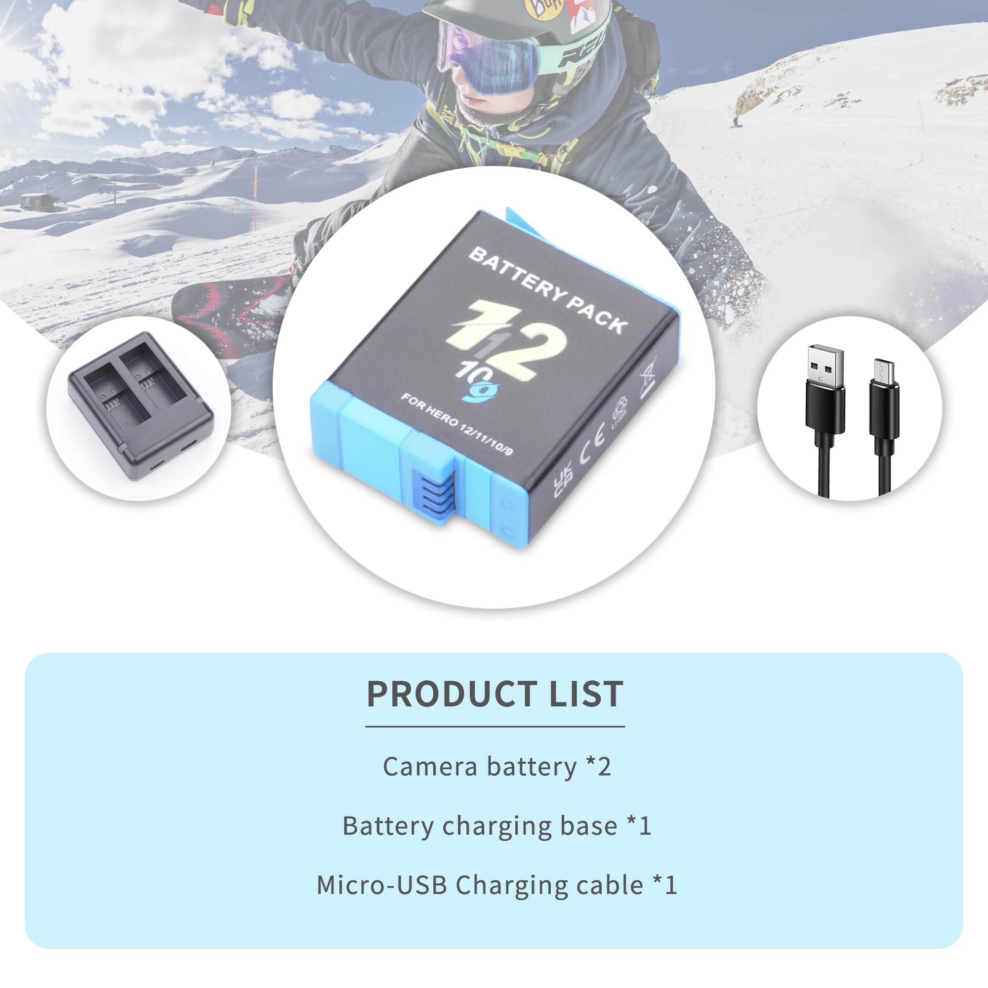 Amazon.com: Hero 12 11 10 9 2 Pack Replacement Battery for GoPro 