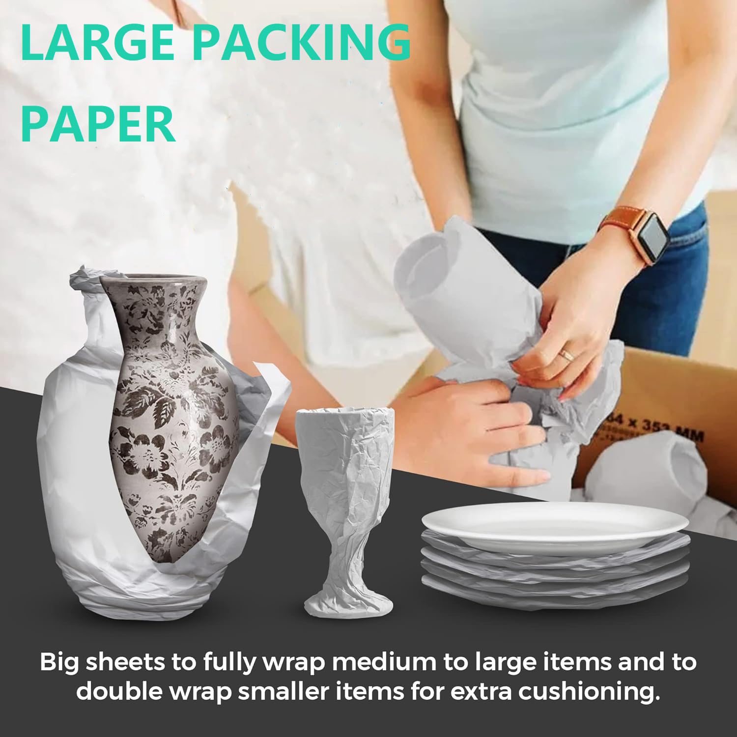 200 weiße Zeitungsreste A1 große Packpapierbögen für Umzüge, 50 x 76 cm, Zeitungspapier zum Verpacken von Umzug, Versandbedarf, Verpacken zerbrechlicher Gegenstände, Geschenke, Kleidung, Kunst und