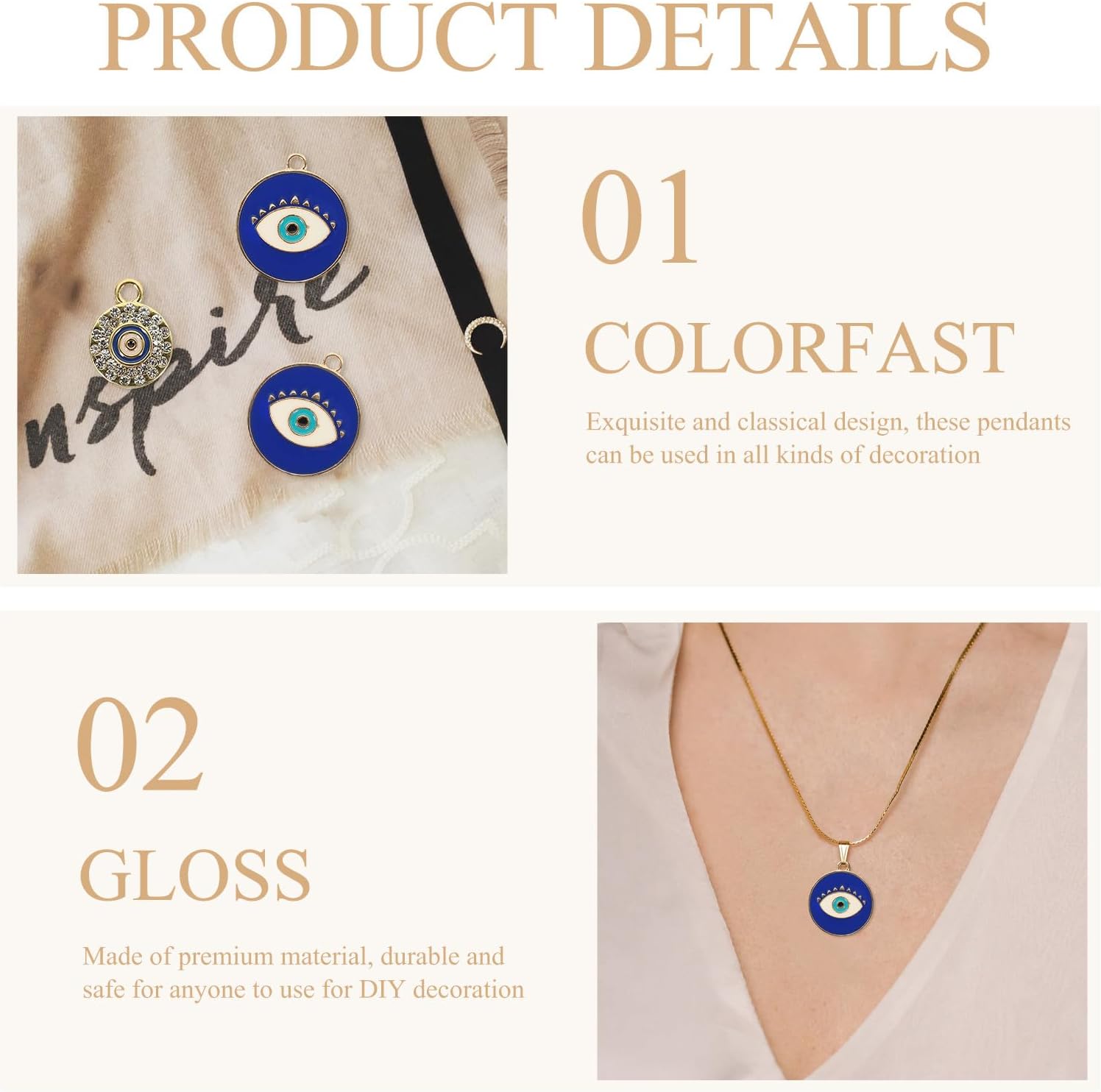 ARTIBETTER 40pcs Evil Eye Alloy Pendants Diy Necklace Charms Connector Pendants for Jewelry Making Craft - Image 3