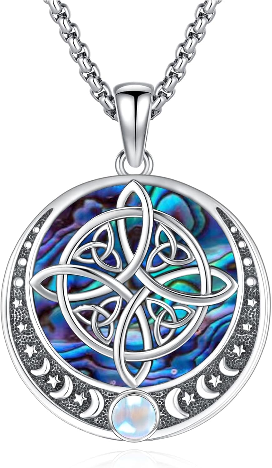 Eusense Nudo De Bruja Plata 925 Original Witch Knot Necklace for Women Men Sterling Silver Witches Knot Pendant Witchcraft Wiccan Jewelry