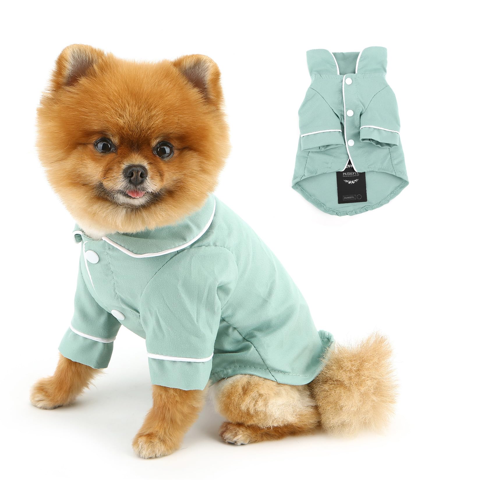 PAIDEFUL Soft Faux Silk Sleepwear for Small Dogs Cats Checkered Lapel Doggie Loungewear Breathable Puppy Pajamas PJS Two-Legged Pet Shirt Clothes