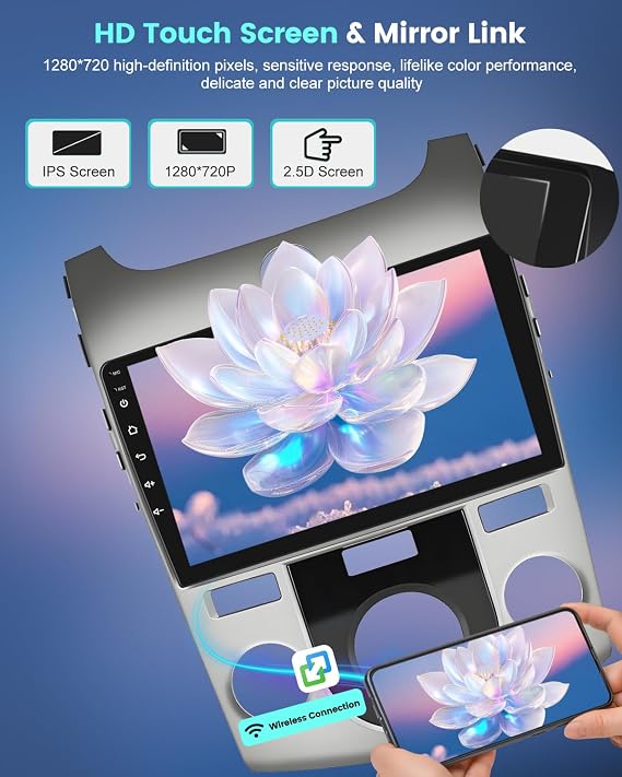 4+64G Android 13 Car Radio for Kia Forte 2008-2012 (Manual A/C) - Wireless Carplay & Android Auto - 9 Inch Touchscreen Radio with 32 EQ DSP/5GHz WiFi/GPS/SWC/Split Screen + AHD Rear View Camera